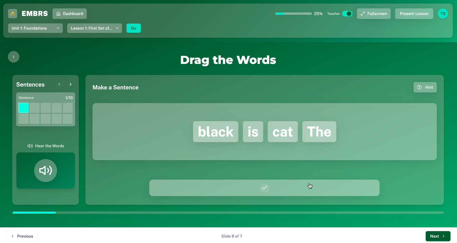 Drag the Words